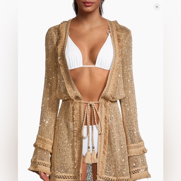 Ramy Brook Cecilia Sequin Crochet Cover Up Jacket - Picture 13 of 16